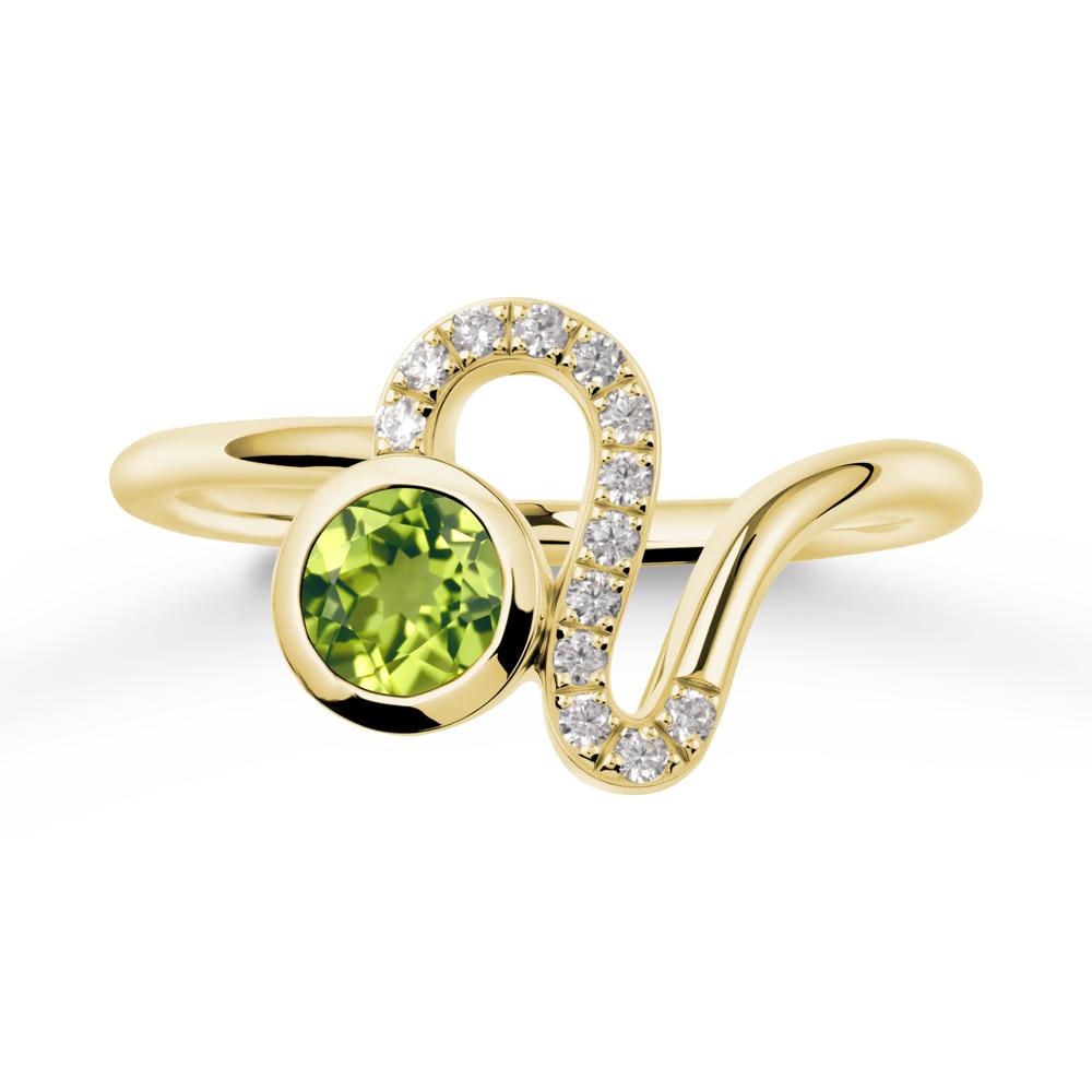 Leo Zodiac Round Peridot Ring - LUO Jewelry #metal_18k yellow gold