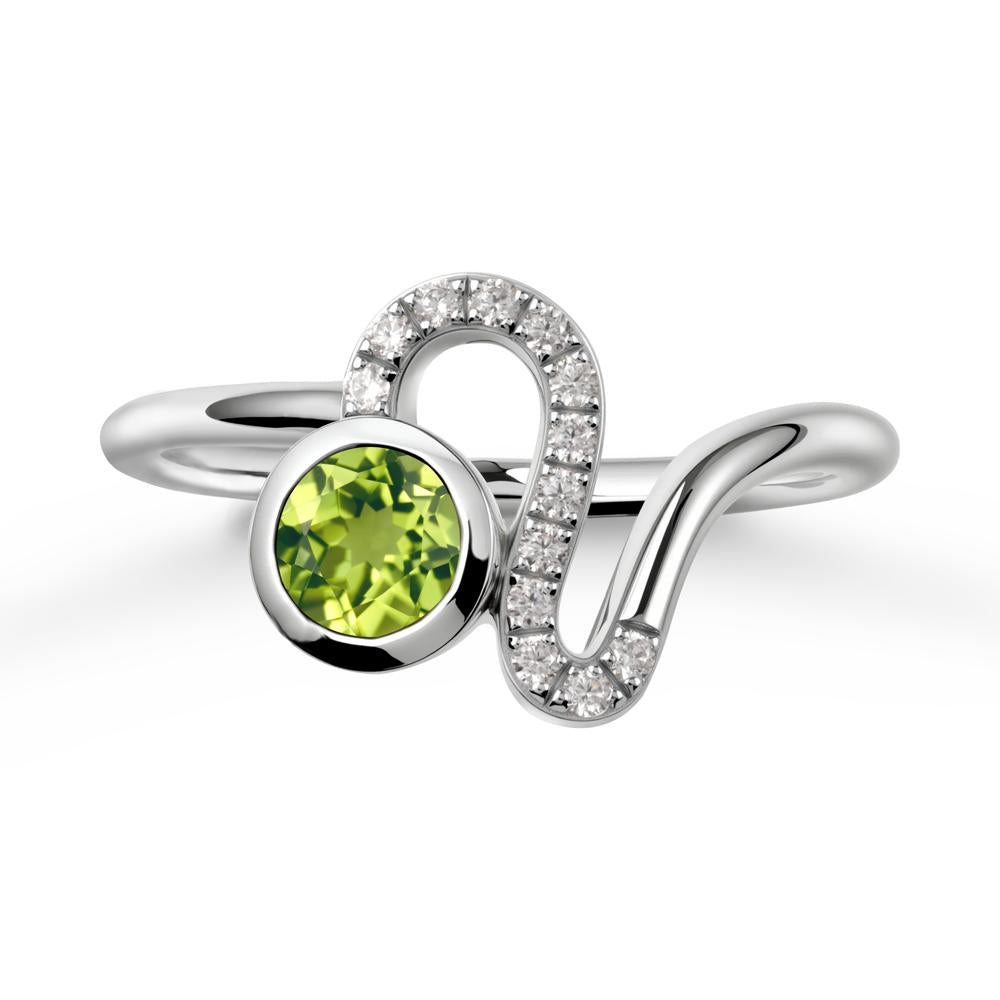 Leo Zodiac Round Peridot Ring - LUO Jewelry #metal_sterling silver