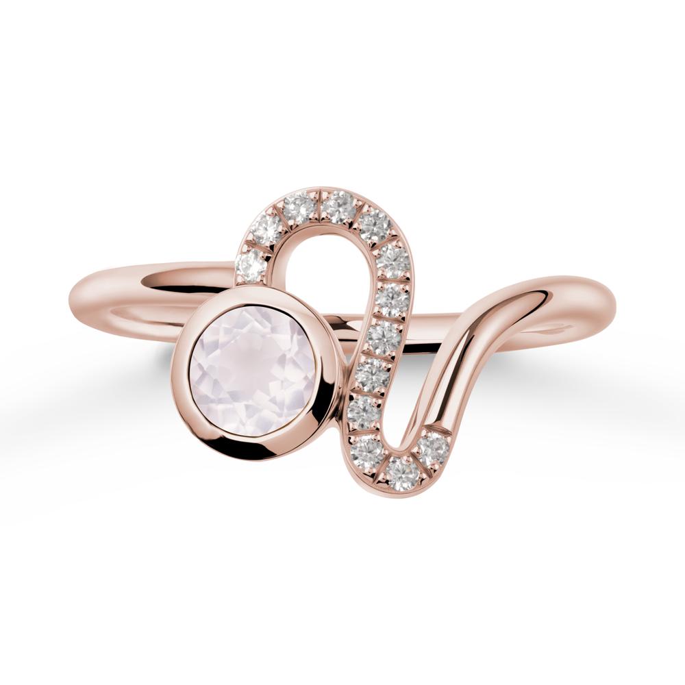 Bezel Round Rose Quartz Ring - LUO Jewelry #metal_14k rose gold