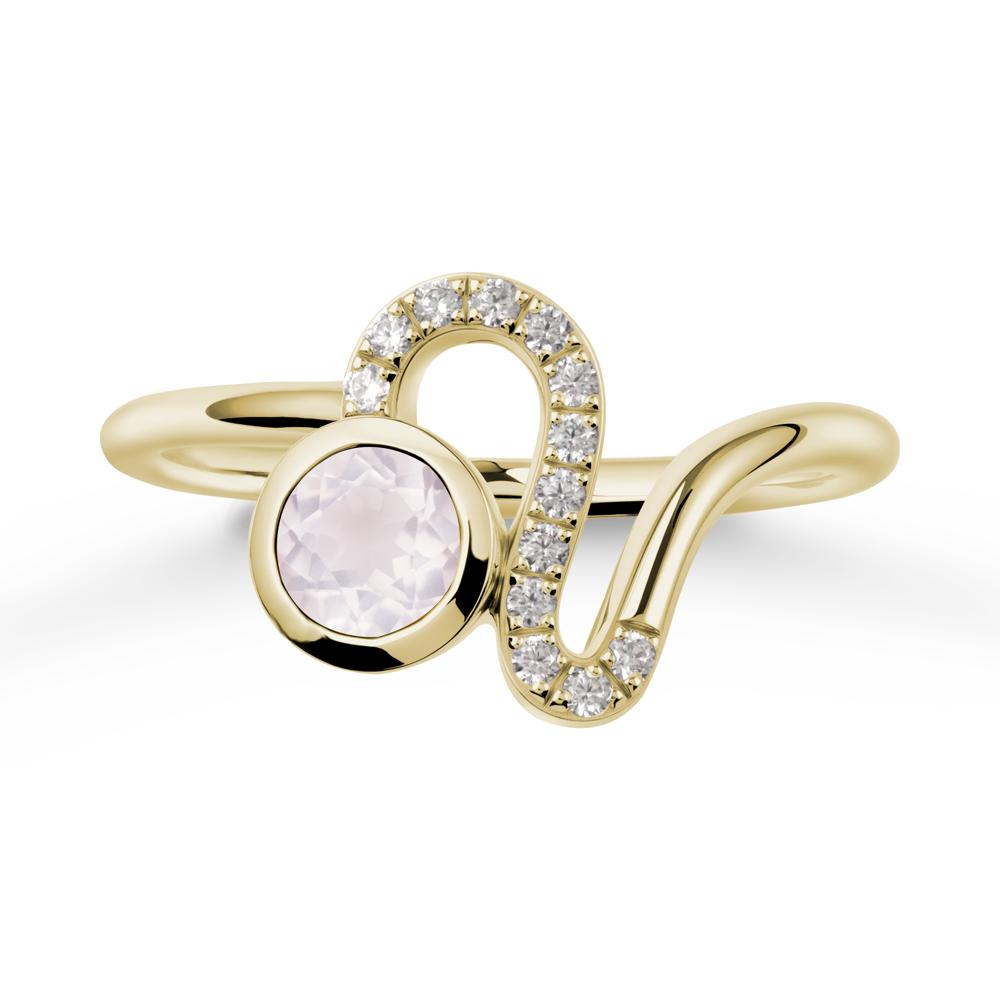 Bezel Round Rose Quartz Ring - LUO Jewelry #metal_14k yellow gold