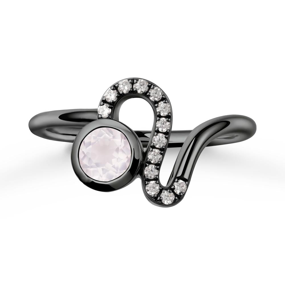 Bezel Round Rose Quartz Ring - LUO Jewelry #metal_black finish sterling silver