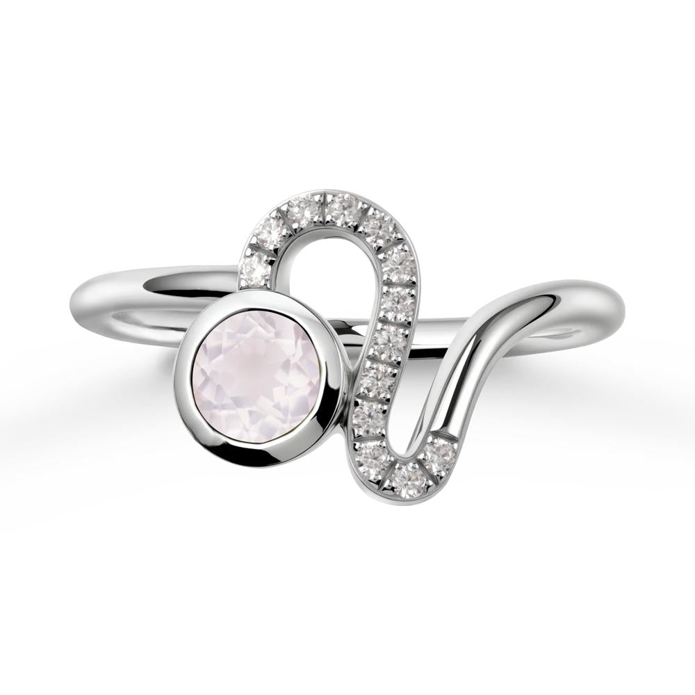 Bezel Round Rose Quartz Ring - LUO Jewelry #metal_sterling silver