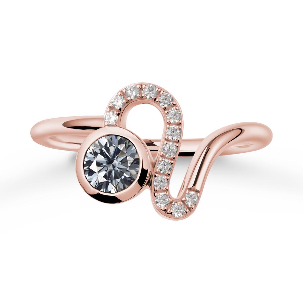 Leo Zodiac Round Grey Moissanite Ring - LUO Jewelry #metal_18k rose gold