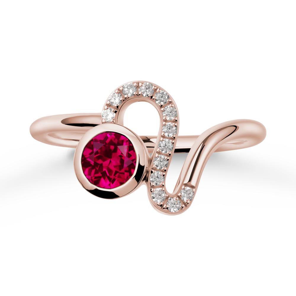 Bezel Round Ruby Ring - LUO Jewelry #metal_14k rose gold