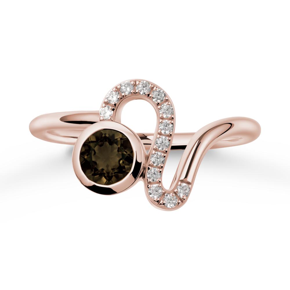 Leo Zodiac Round Smoky Quartz Ring - LUO Jewelry #metal_14k rose gold