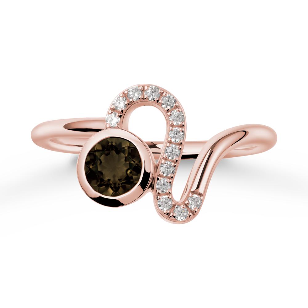 Leo Zodiac Round Smoky Quartz Ring - LUO Jewelry #metal_18k rose gold