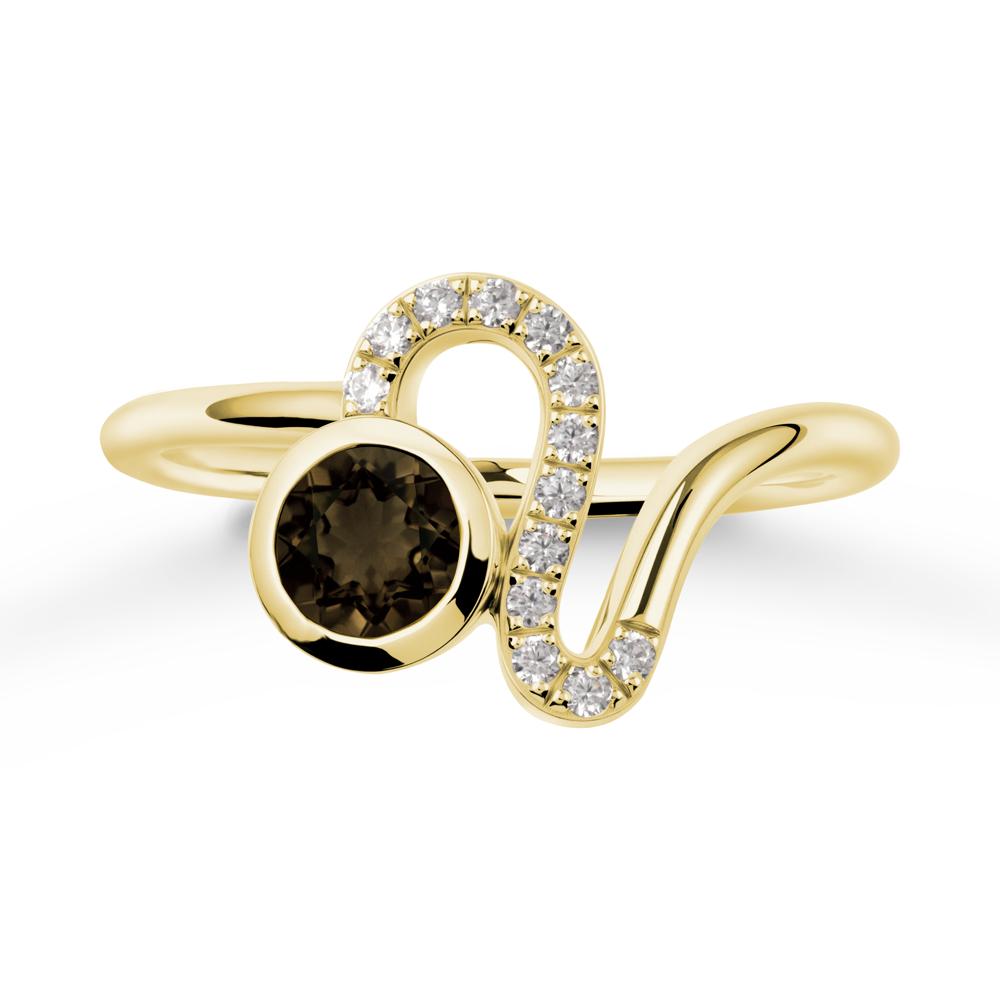 Leo Zodiac Round Smoky Quartz Ring - LUO Jewelry #metal_18k yellow gold