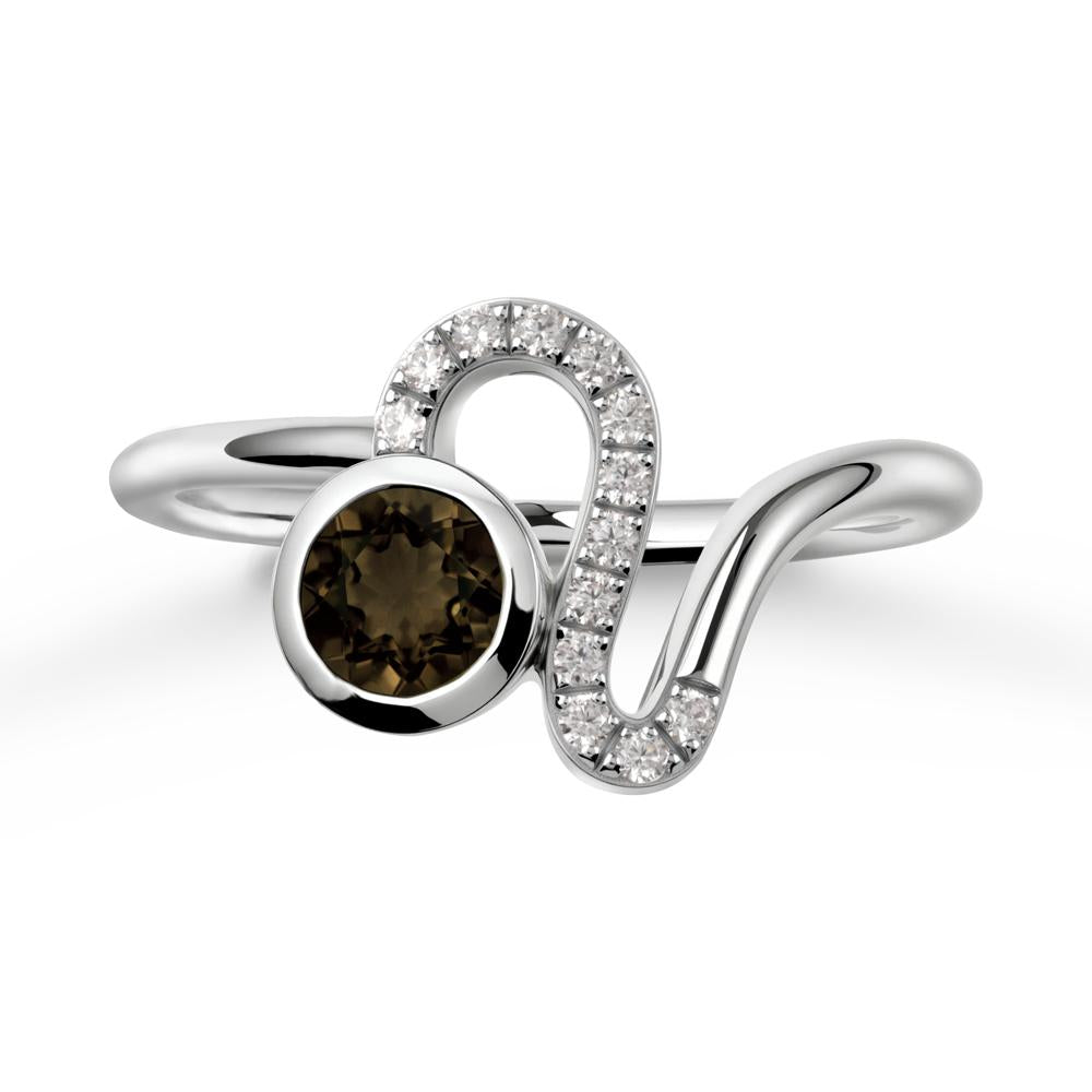 Leo Zodiac Round Smoky Quartz Ring - LUO Jewelry #metal_sterling silver