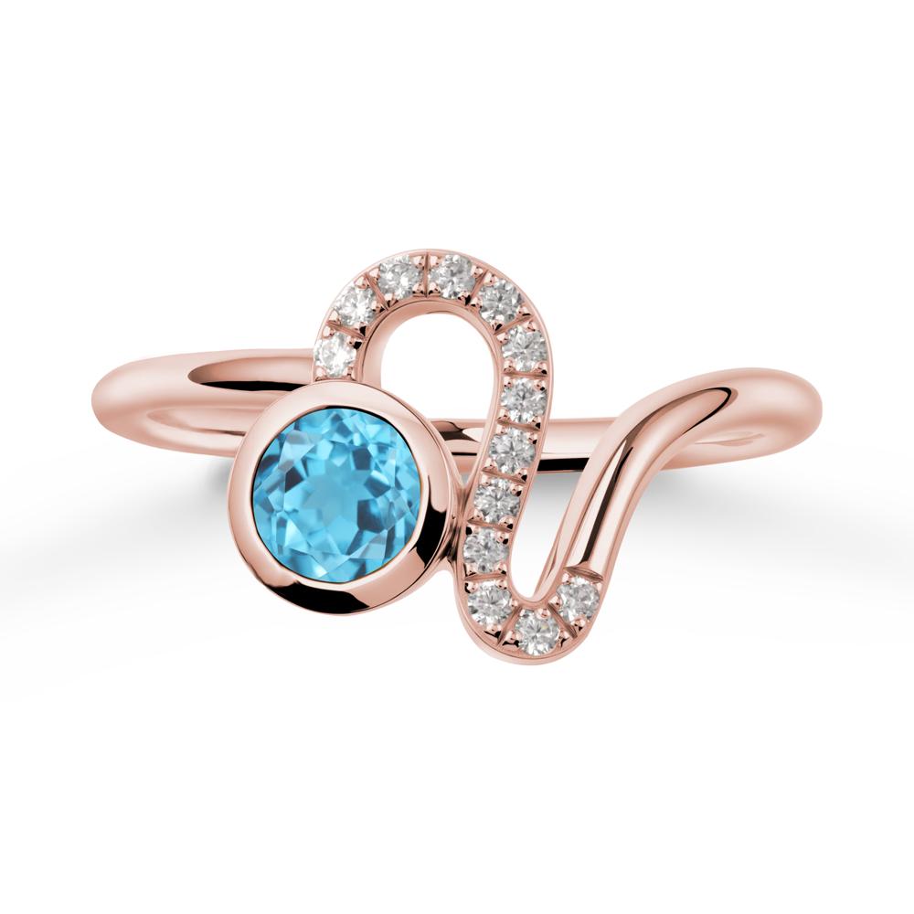 Bezel Round Swiss Blue Topaz Ring - LUO Jewelry #metal_18k rose gold