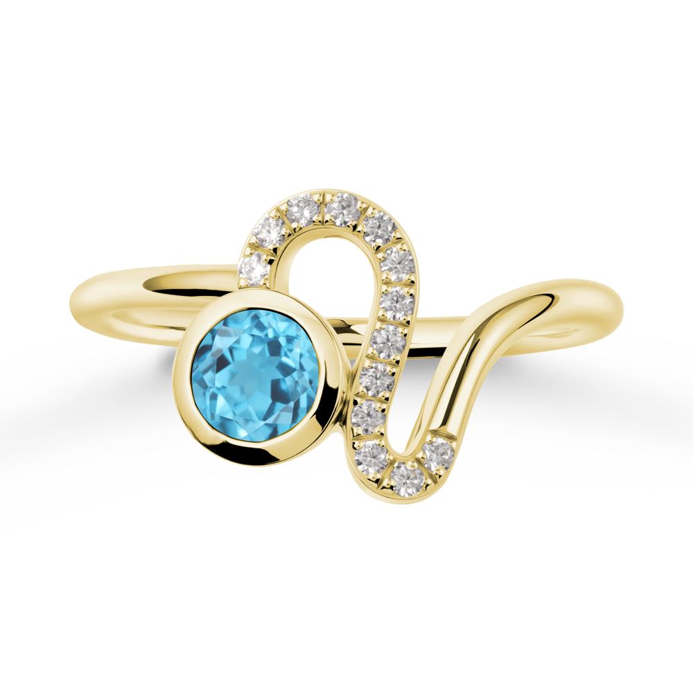 Bezel Round Swiss Blue Topaz Ring - LUO Jewelry #metal_18k yellow gold