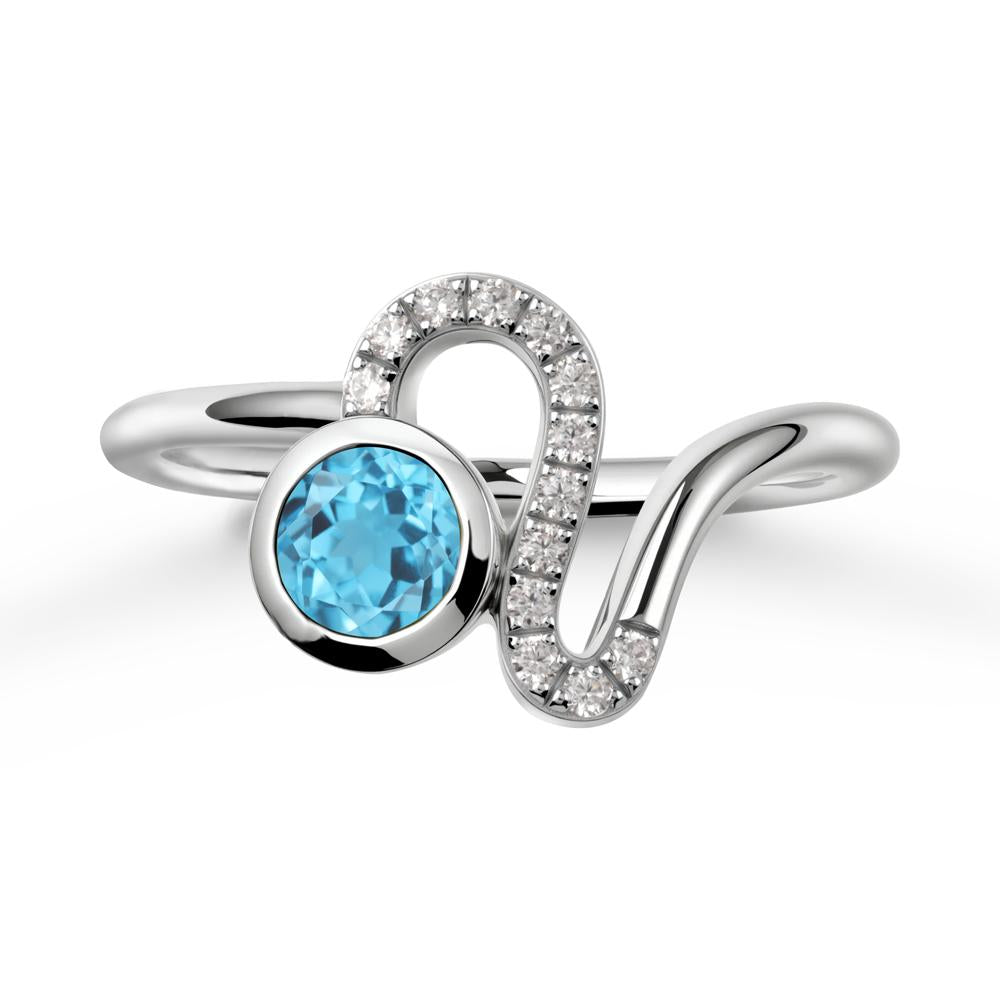 Bezel Round Swiss Blue Topaz Ring - LUO Jewelry #metal_sterling silver