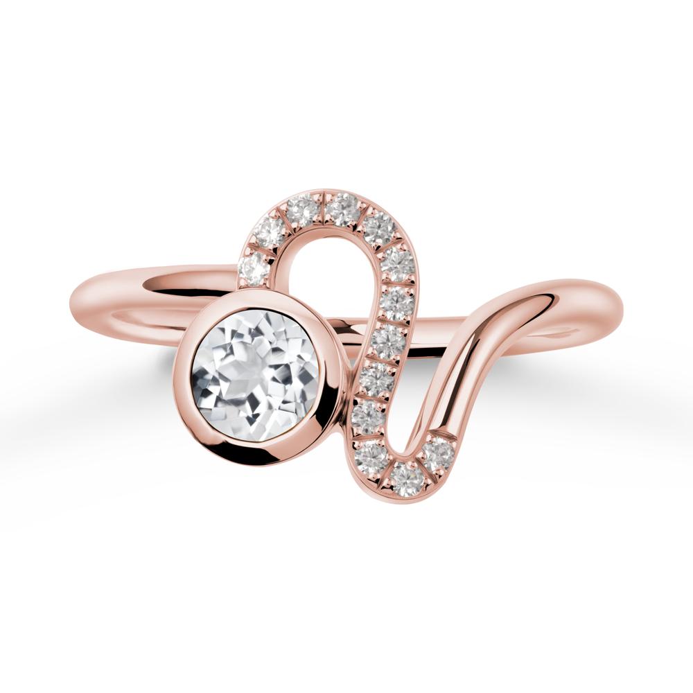 Leo Zodiac Round White Topaz Ring - LUO Jewelry #metal_18k rose gold