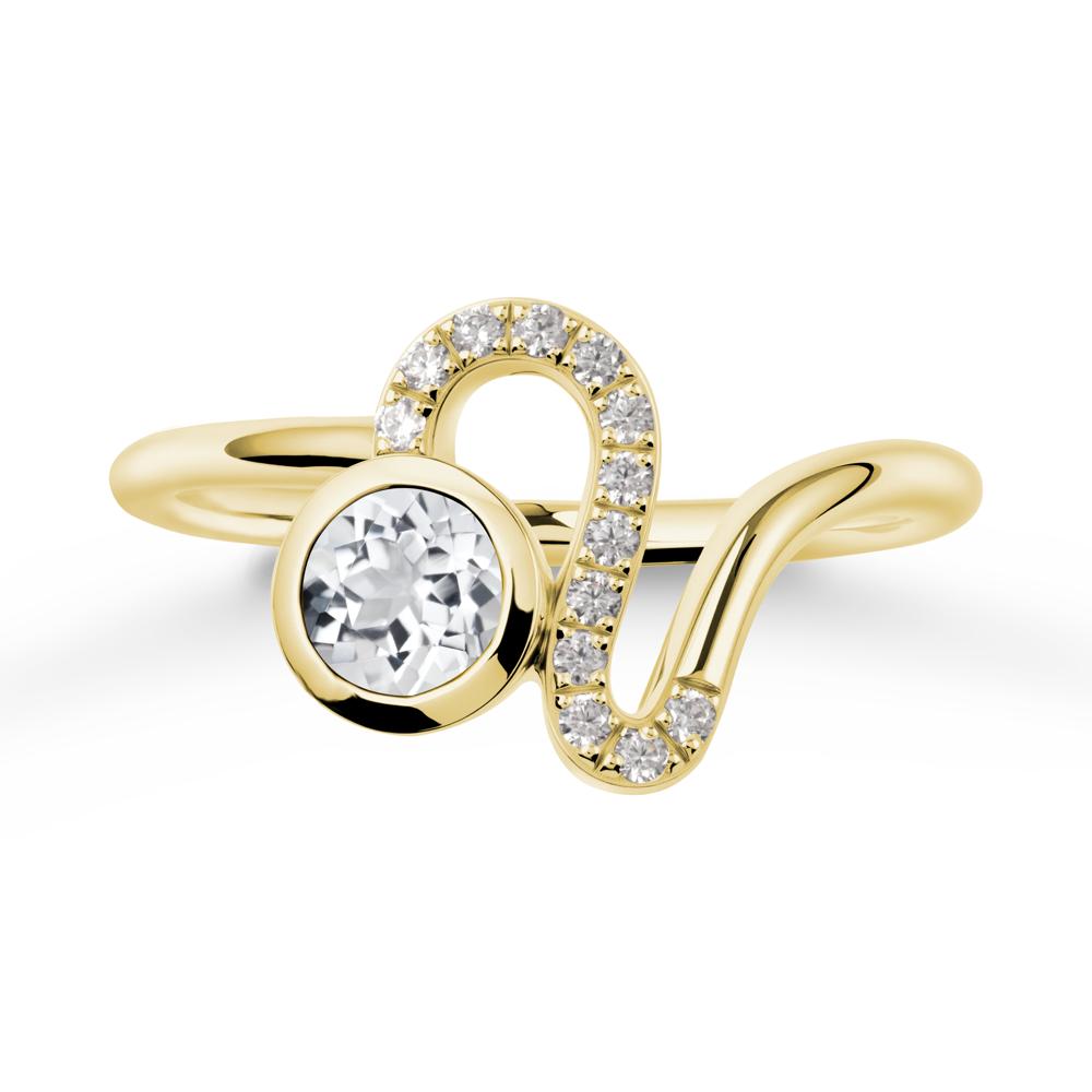 Leo Zodiac Round White Topaz Ring - LUO Jewelry #metal_18k yellow gold