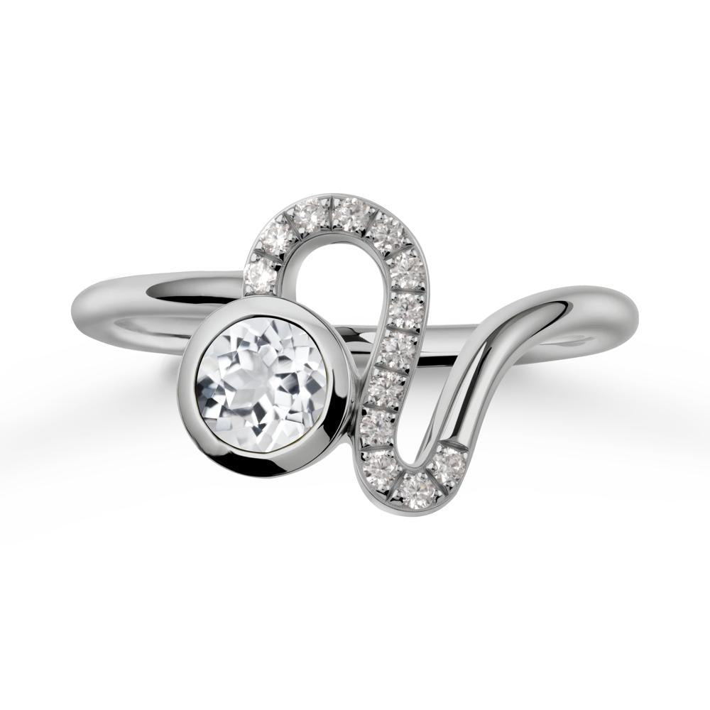 Leo Zodiac Round White Topaz Ring - LUO Jewelry #metal_platinum