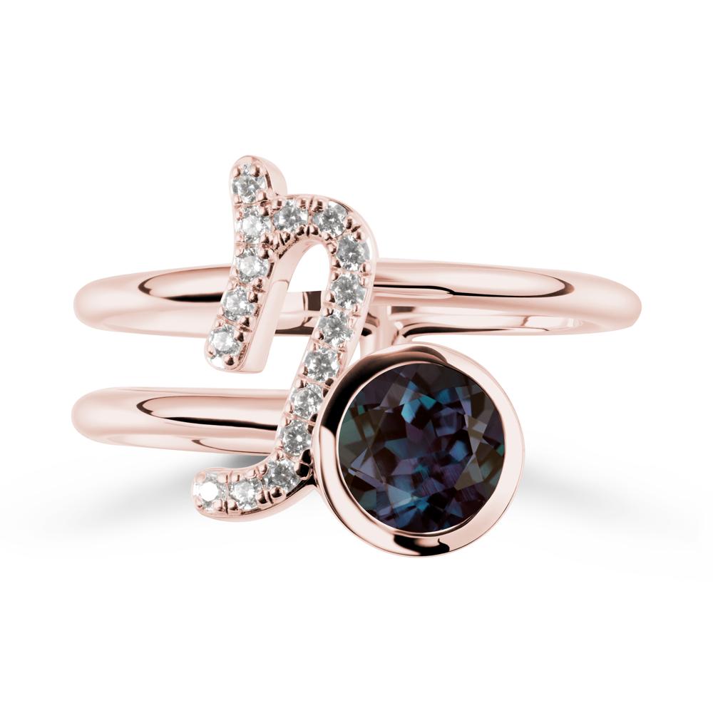 Unique Alexandrite Capricorn Zodiac Ring -Steadfast & Enduring - LUO Jewelry #metal_18k rose gold