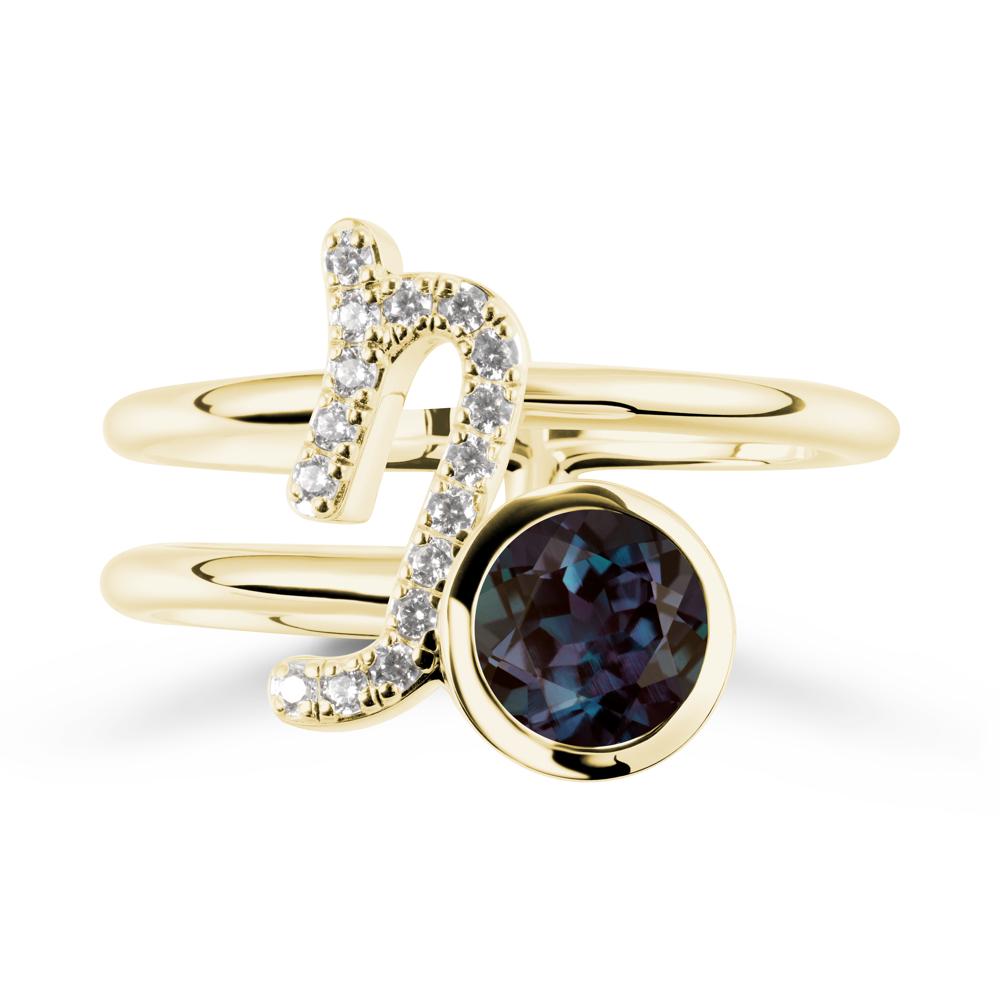 Unique Alexandrite Capricorn Zodiac Ring -Steadfast & Enduring - LUO Jewelry #metal_18k yellow gold