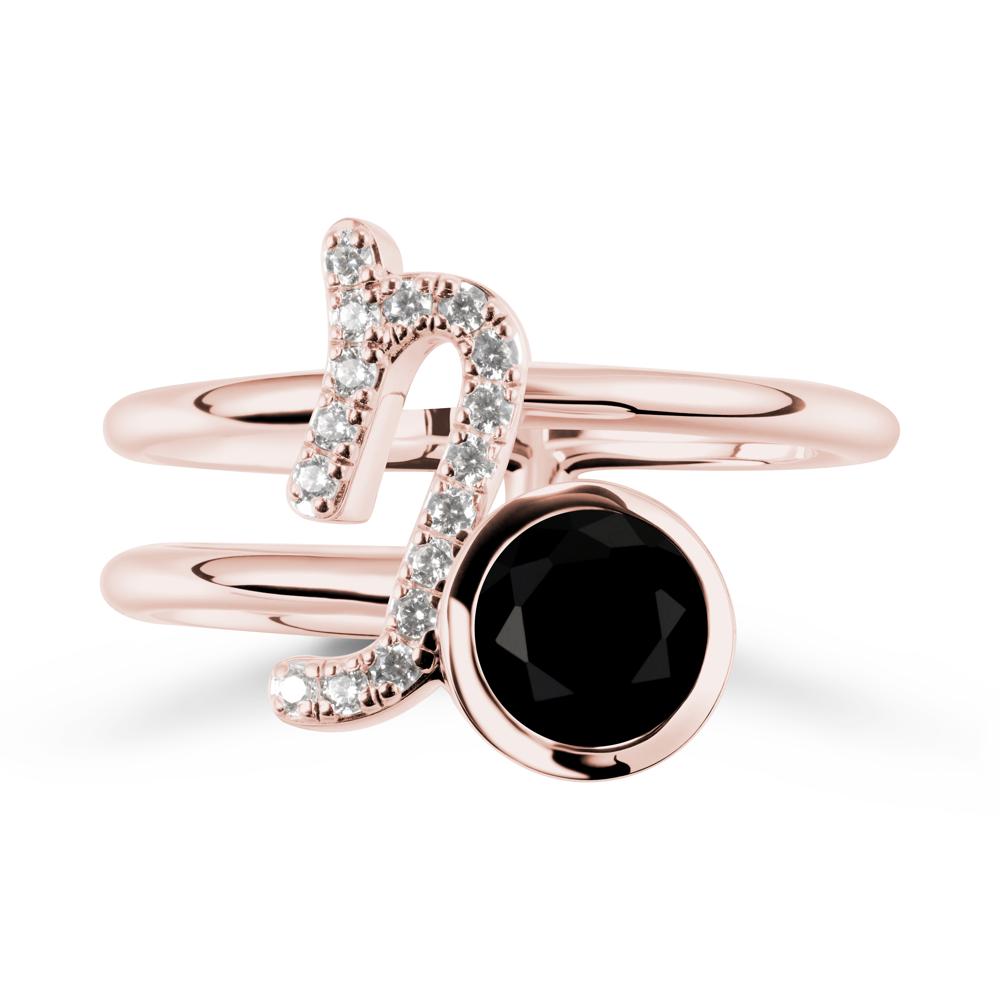 Unique Black Spinel Capricorn Zodiac Ring -Steadfast & Enduring - LUO Jewelry #metal_18k rose gold