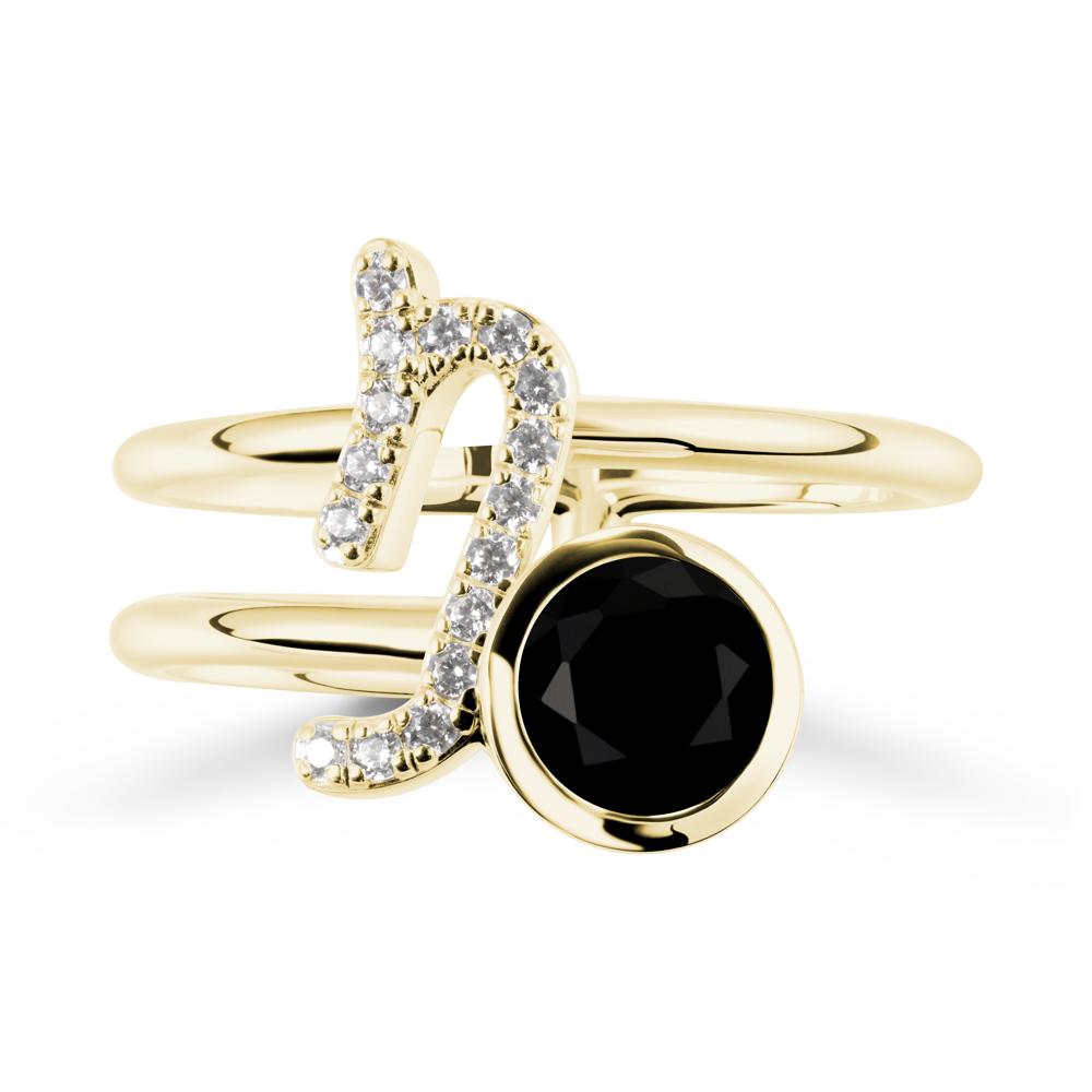 Unique Black Spinel Capricorn Zodiac Ring -Steadfast & Enduring - LUO Jewelry #metal_18k yellow gold