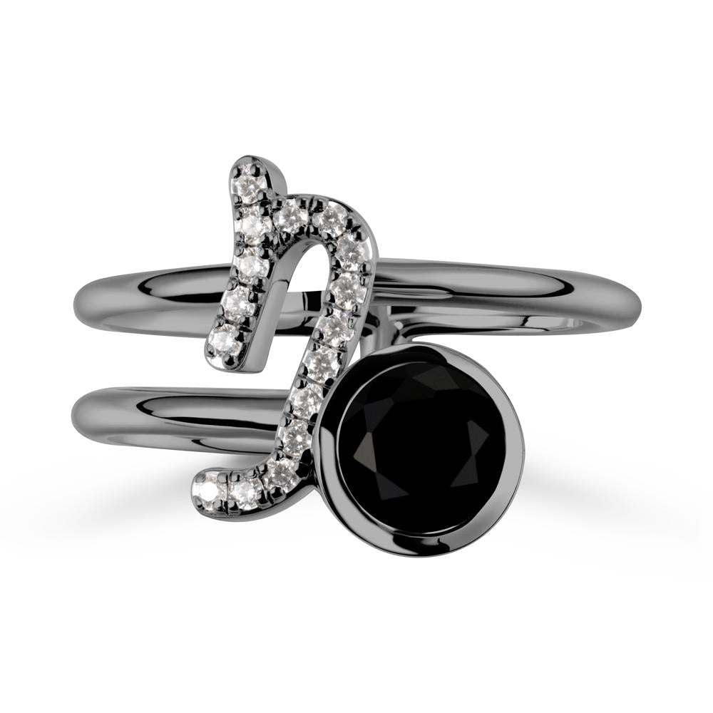 Unique Black Spinel Capricorn Zodiac Ring -Steadfast & Enduring - LUO Jewelry #metal_black finish sterling silver