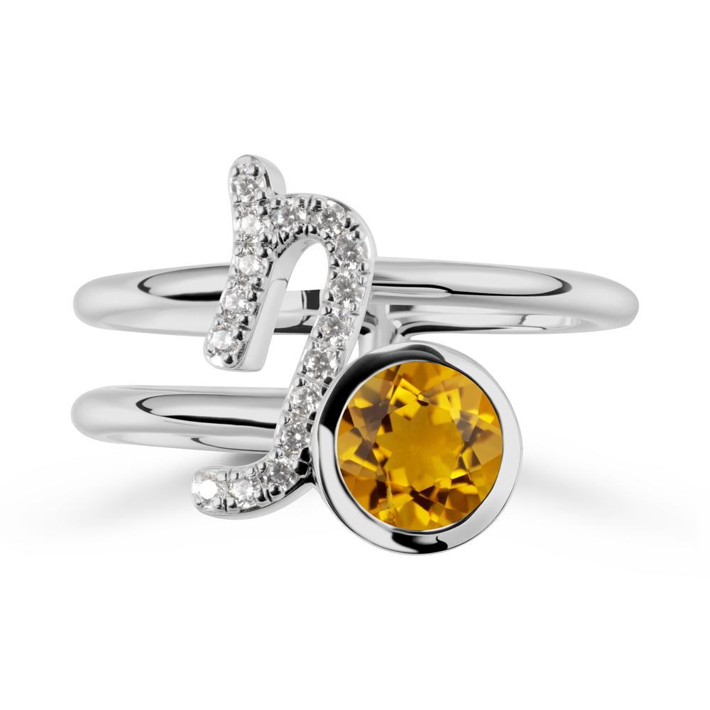 Capricorn Zodiac Round Citrine Ring - LUO Jewelry #metal_platinum