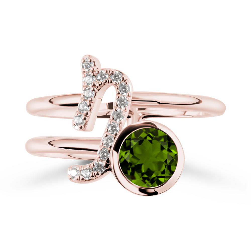 Capricorn Zodiac Round Diopside Ring - LUO Jewelry #metal_18k rose gold
