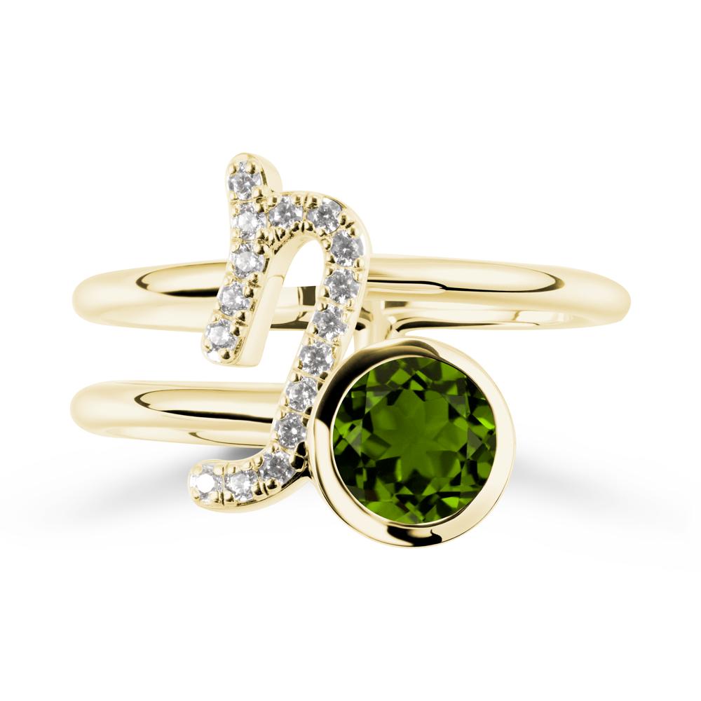 Capricorn Zodiac Round Diopside Ring - LUO Jewelry #metal_18k yellow gold