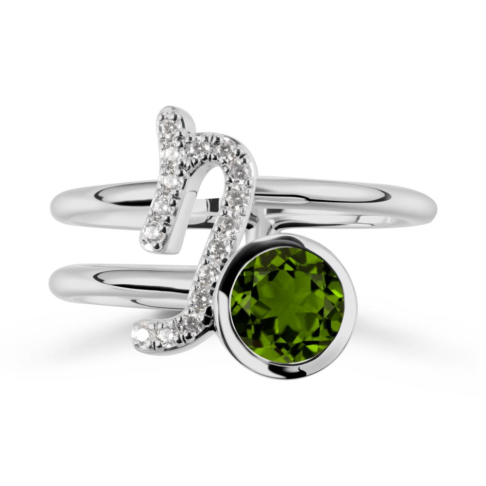 Capricorn Zodiac Round Diopside Ring - LUO Jewelry #metal_platinum