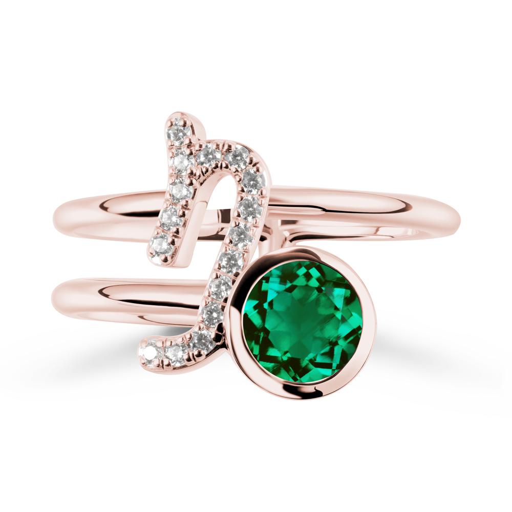 Bezel Capricorn Zodiac Emerald Ring - LUO Jewelry #metal_18k rose gold