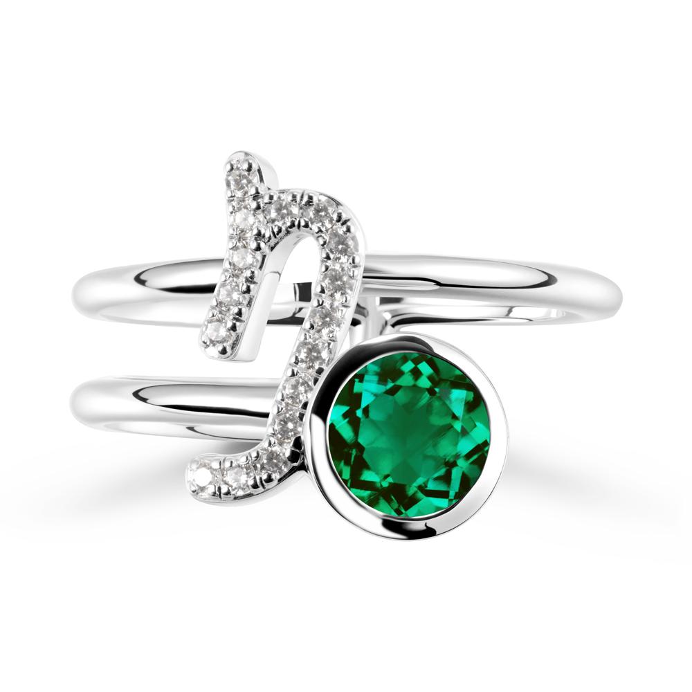 Bezel Capricorn Zodiac Emerald Ring - LUO Jewelry #metal_sterling silver