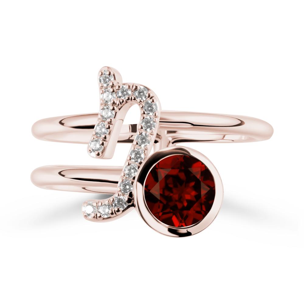 Unique Garnet Capricorn Zodiac Ring -Steadfast & Enduring - LUO Jewelry #metal_14k rose gold