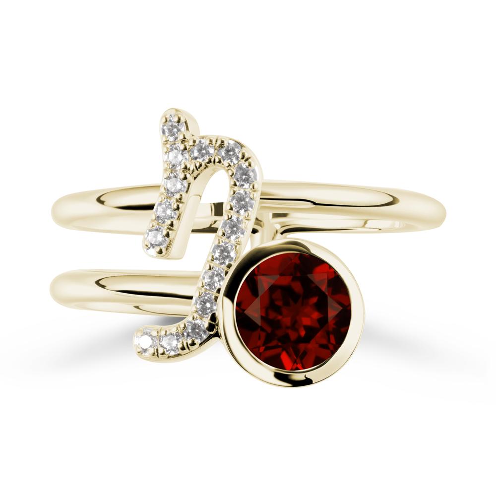 Unique Garnet Capricorn Zodiac Ring -Steadfast & Enduring - LUO Jewelry #metal_14k yellow gold