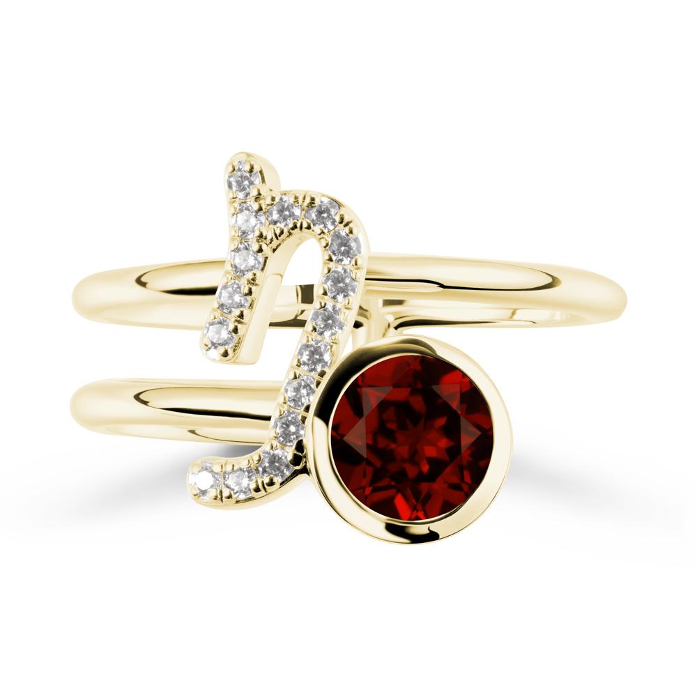 Unique Garnet Capricorn Zodiac Ring -Steadfast & Enduring - LUO Jewelry #metal_18k yellow gold