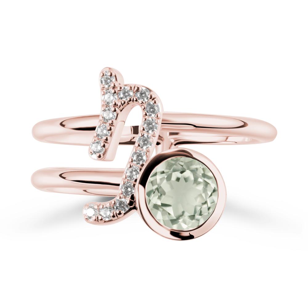 Capricorn Zodiac Round Green Amethyst Ring - LUO Jewelry #metal_18k rose gold