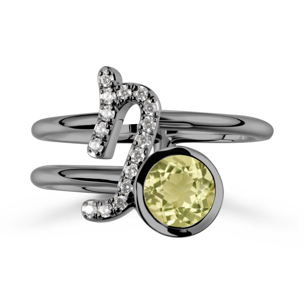 Unique Lemon Quartz Capricorn Zodiac Ring -Steadfast & Enduring - LUO Jewelry #metal_black finish sterling silver
