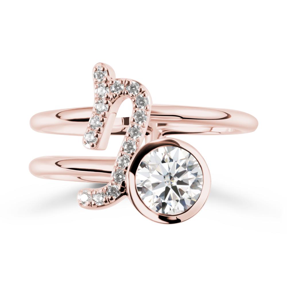 Bezel Capricorn Zodiac Moissanite Ring - LUO Jewelry #metal_18k rose gold