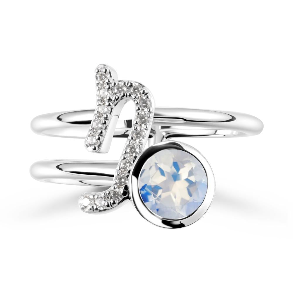 Unique Moonstone Capricorn Zodiac Ring -Steadfast & Enduring - LUO Jewelry #metal_14k white gold