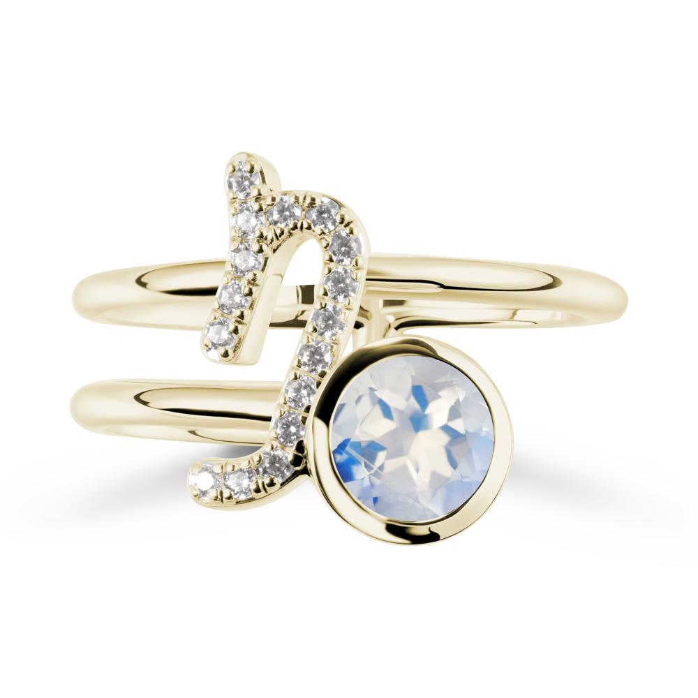 Unique Moonstone Capricorn Zodiac Ring -Steadfast & Enduring - LUO Jewelry #metal_14k yellow gold