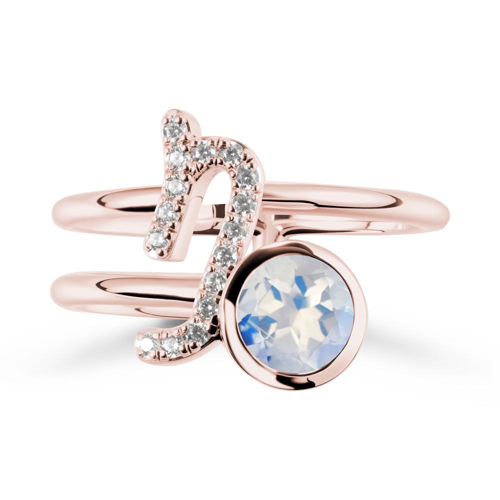 Unique Moonstone Capricorn Zodiac Ring -Steadfast & Enduring - LUO Jewelry #metal_18k rose gold