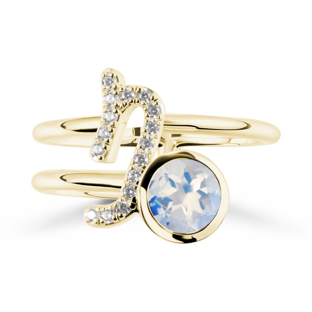 Unique Moonstone Capricorn Zodiac Ring -Steadfast & Enduring - LUO Jewelry #metal_18k yellow gold