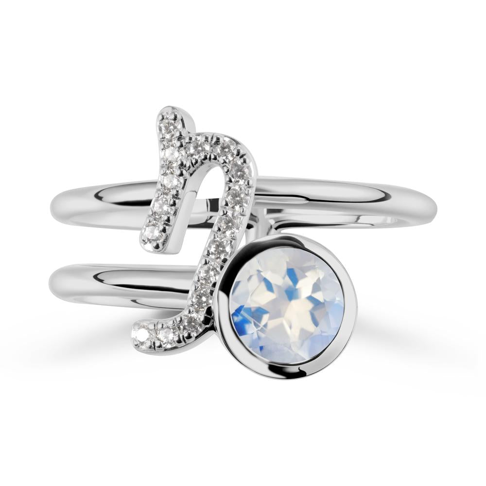 Unique Moonstone Capricorn Zodiac Ring -Steadfast & Enduring - LUO Jewelry #metal_platinum