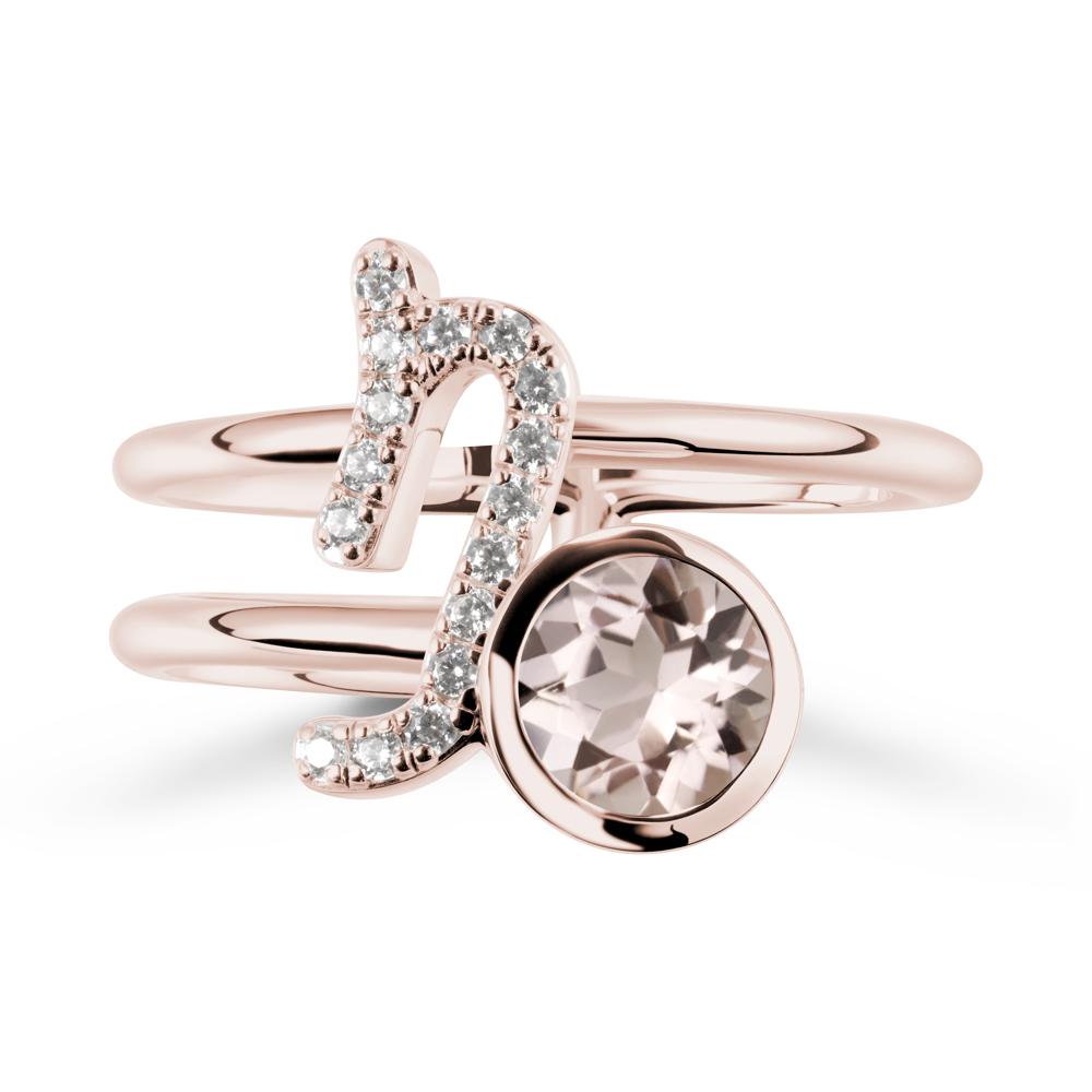 Capricorn Zodiac Round Morganite Ring - LUO Jewelry #metal_14k rose gold