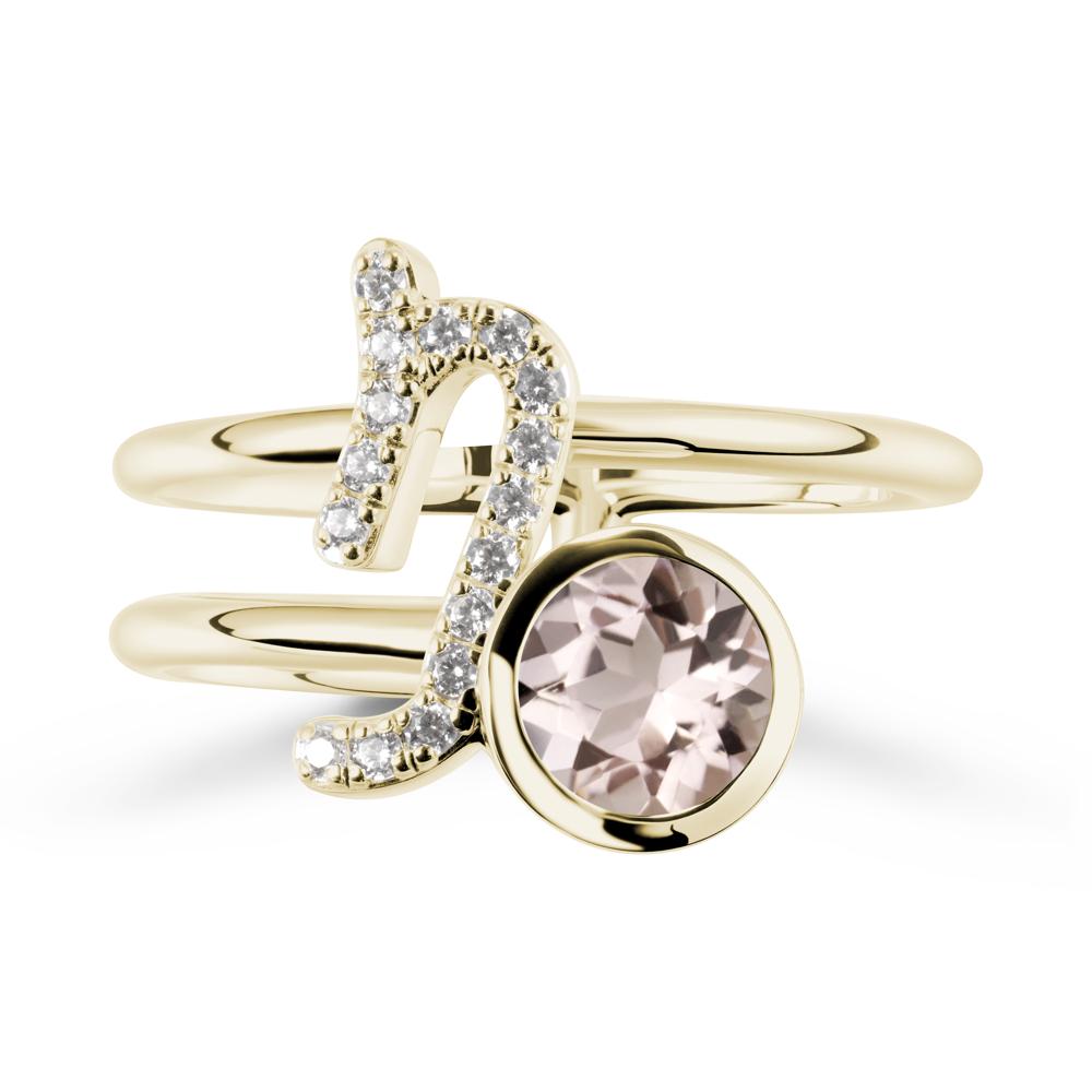 Capricorn Zodiac Round Morganite Ring - LUO Jewelry #metal_14k yellow gold