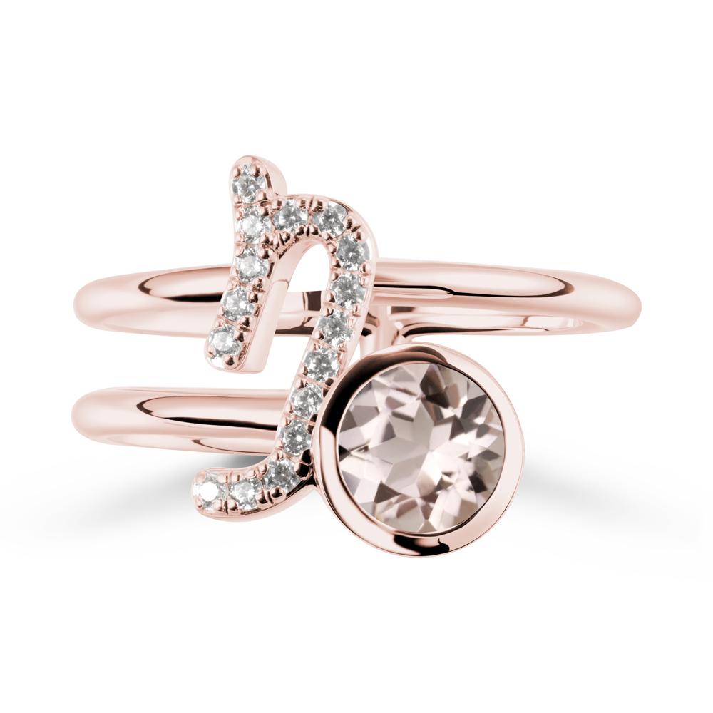 Capricorn Zodiac Round Morganite Ring - LUO Jewelry #metal_18k rose gold