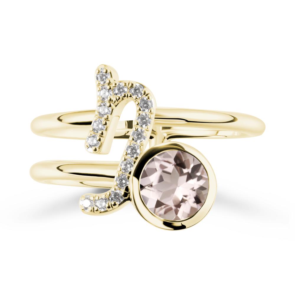 Capricorn Zodiac Round Morganite Ring - LUO Jewelry #metal_18k yellow gold