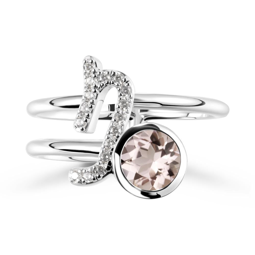 Capricorn Zodiac Round Morganite Ring - LUO Jewelry #metal_sterling silver