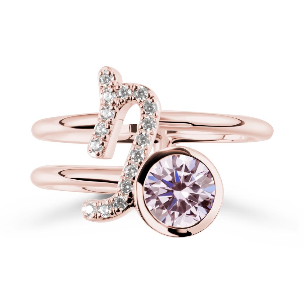 Unique Pink Cubic Zirconia Capricorn Zodiac Ring -Steadfast & Enduring - LUO Jewelry #metal_18k rose gold