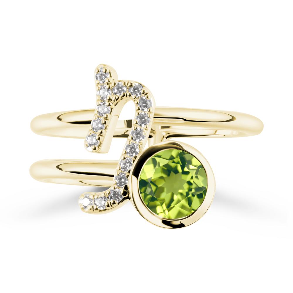 Capricorn Zodiac Round Peridot Ring - LUO Jewelry #metal_18k yellow gold