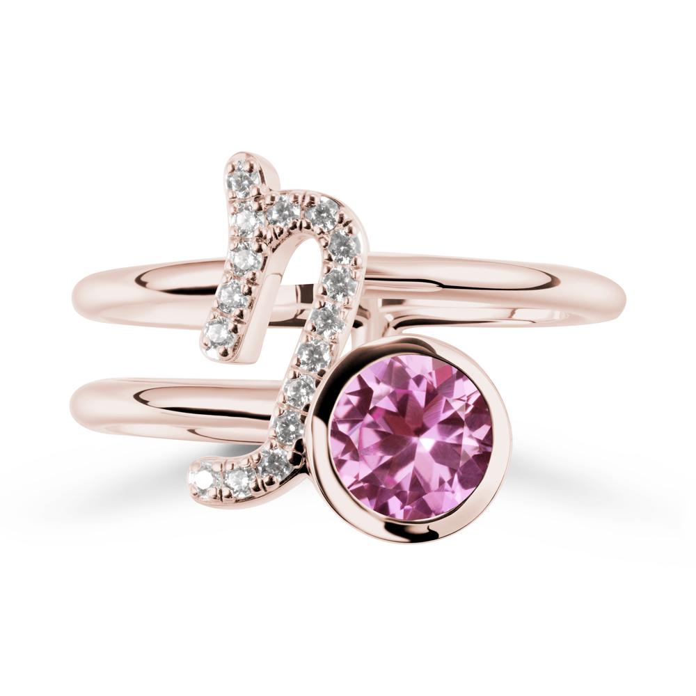 Unique Pink Sapphire Capricorn Zodiac Ring -Steadfast & Enduring - LUO Jewelry #metal_14k rose gold