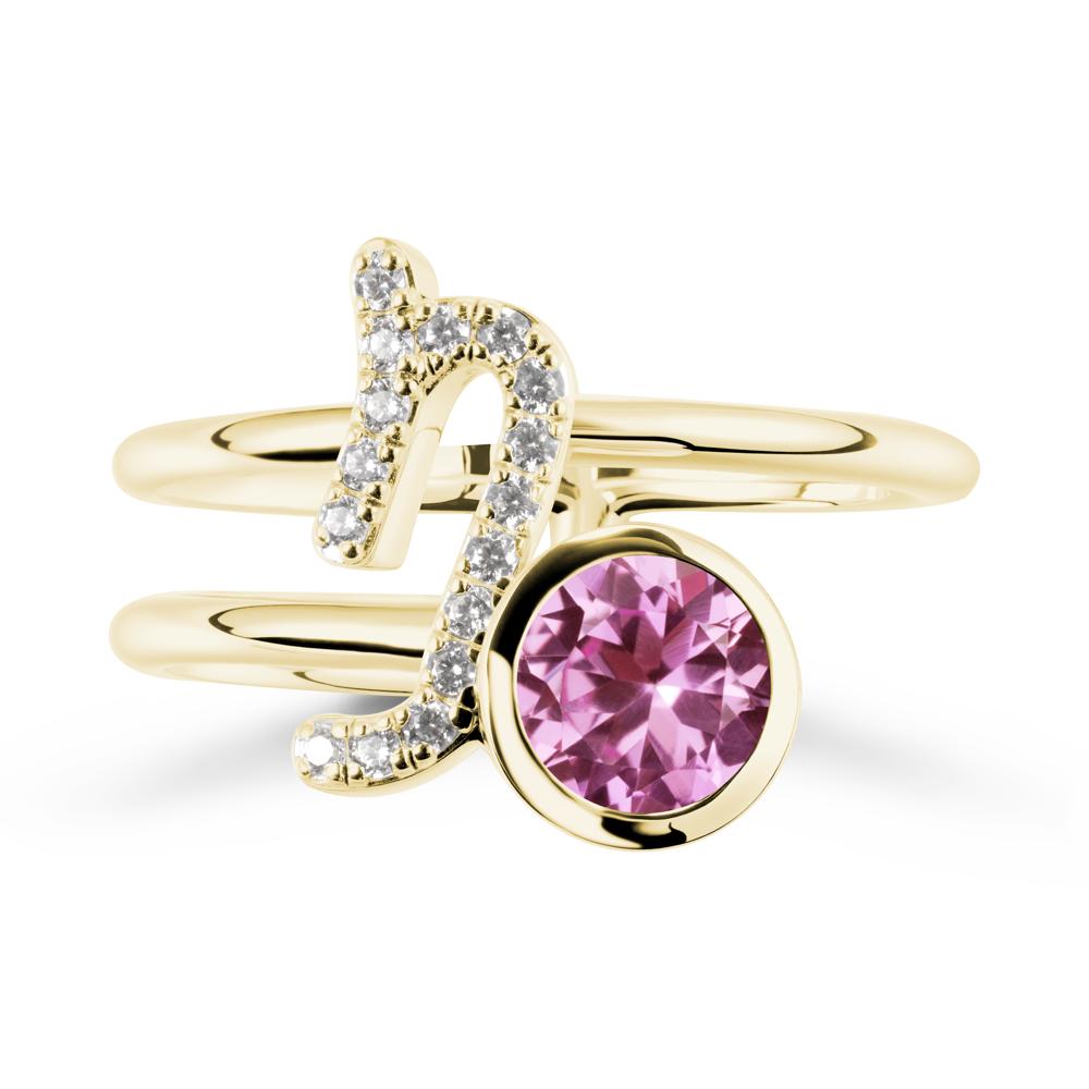 Unique Pink Sapphire Capricorn Zodiac Ring -Steadfast & Enduring - LUO Jewelry #metal_18k yellow gold