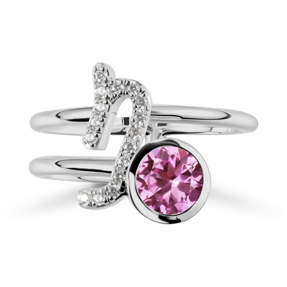 Unique Pink Sapphire Capricorn Zodiac Ring -Steadfast & Enduring - LUO Jewelry #metal_platinum
